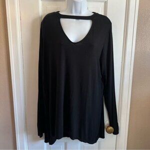 Faded Glory Black Cut Out Long Sleeve Top